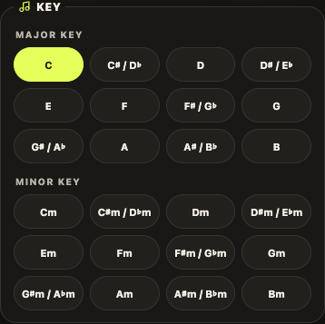 Major KEYとMinor KEYの24候補