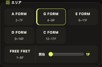 CAGEDフォームのエリア選択